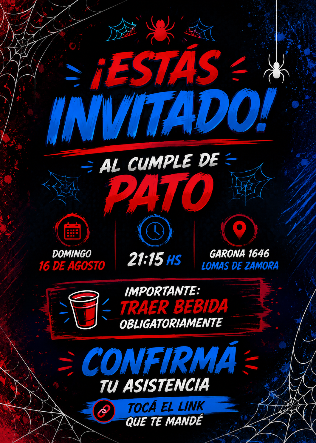 Invitación al cumpleaños de Pato